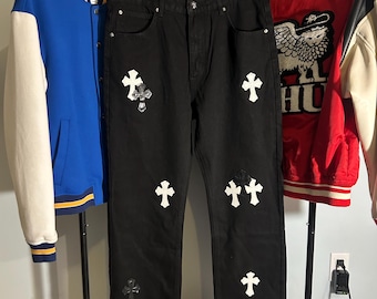 Black Chrome Hearts Jeans