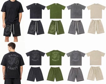 Saint Vanity T-Shirt & Shorts Matching Set - Men's Summer Matching Set | Streetwear Matching Outfit | Two Piece Outfit | Casual Summer Set