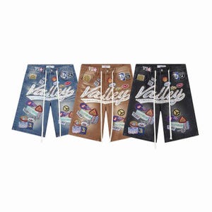 Vale Forever Valley Dreams Denim Shorts - Herren Denim Shorts | Patchwork Streetwear Jeans Shorts | Vintage Light Wash Shorts | Y2K