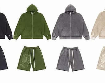 Saint Vanity Hoodie/Shorts Combo Set - Men's Summer Matching Set | Zip Up Hoodie Matching Set | Two Piece Outfit | Casual Summer Set
