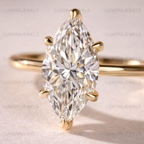 Buy Marquise Cut Lab Grown Diamond Solitaire Engagement Ring, IGI ...