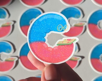 Gummy Book Worm Vinyl Sticker | 2&quot;x2&quot; | Cute Sour Candy Design | Perfect for Water Bottles & Laptops | Gifts for Bibliophiles