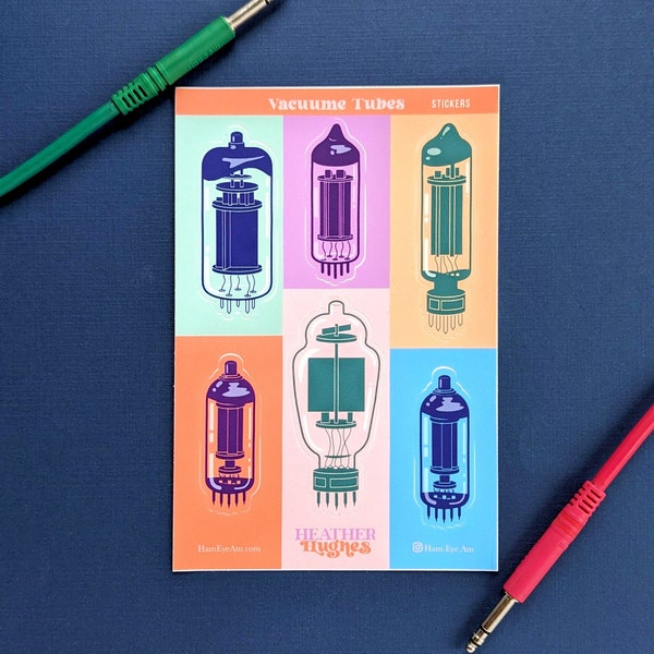 Colorful Vacuum Tubes 4x6 Sticker Sheet | Bold Illustration | Stickers