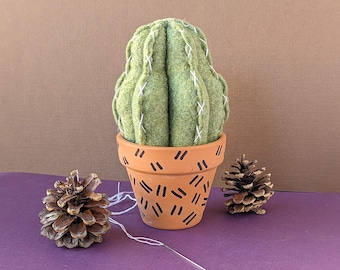 Felt Cactus in a Terracotta Pot |  Artificial Cactus | Fake Plant | Mother&#39;s Day Gift | Home Decor | Pin cushion | needle holder