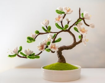Cherry Blossom Bonsai Pipe Cleaner Sculpture Art Statue / Potted Flower for Home & Office Table Decor