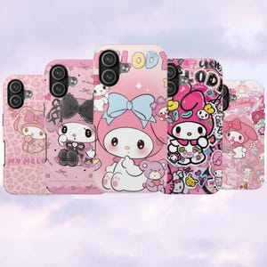 Cover per telefono My Melody Kawaii rosa, cover in stile Sanrio Coquette, regalo per ragazze con cartoni animati