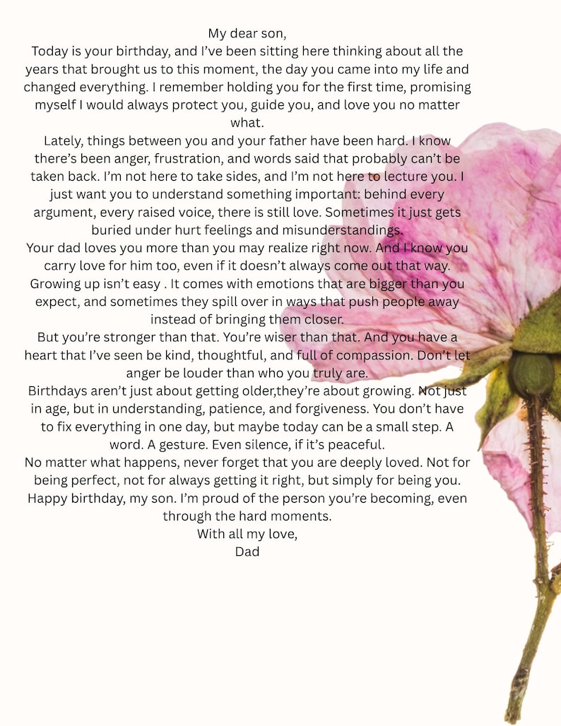Letter From Father to a Son - Etsy