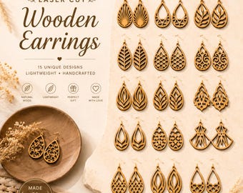 SVG-Bundle für Boho-Blumenohrringe, lasergeschnittene Ohrringe, Schmuckvorlagen aus Holz, Glowforge Cricut-Ohrring-Schnittdateien