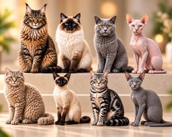 20+ realistische Katzen-STL-Dateien, 3D-Modelle von Katzen, druckbare Katzenfiguren, detailreiche Katzenfiguren, sofort druckfertig, sofortiger digitaler Download