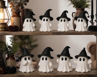 Pakiet plików STL z duchami, 8 plików, uroczy, kawaii, duch, wydruk 3D STL, dekoracje na Halloween, miniaturowe figurki duchów, upiorne, do druku STL, pobierz