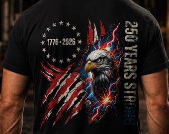 250 Years Strong Eagle PNG, 1776 2026 Patriotic Shirt PNG, Bald Eagle Ripped Flag DTF Transfer, 4th of July Sublimation Design