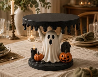 Stojak na ciasto z efektem roztapiania na Halloween (STL) Stojak na desery z efektem kapania, wydruk 3D, stojak na ciasto w stylu gotyckim, upiorny wystrój imprezy, wydruk STL