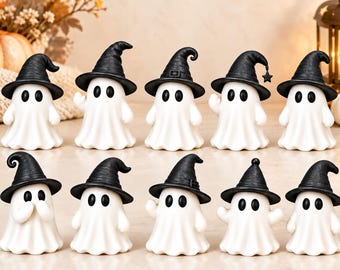Geister-STL-Bundle (8 Dateien): Niedliche Kawaii-Geister für 3D-Drucke, Halloween-Deko, Mini-Geisterfiguren, gruselige, druckbare STL-Dateien zum Download