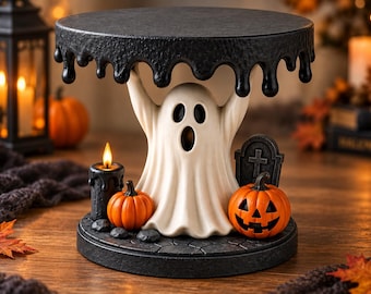 Halloween-Kuchenständer mit Schmelzeffekt (STL-Datei) – Dessertständer mit 3D-Druck im Gothic-Stil – Gruselige Partydeko (druckbare STL-Datei)