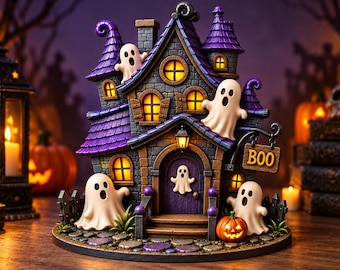 Spökhus STL Spökhus 3D-utskrift Halloweendekor Spöklikt minihus Spökbyggnad Utskrivbar STL-nedladdning