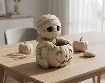 Niedliche Halloween-Mumie (STL-Datei), 3D-Druckdatei für Babymumien, Kawaii-Halloweenfigur, gruselig-süßes Deko-Modell, druckbare STL-Datei zum Download