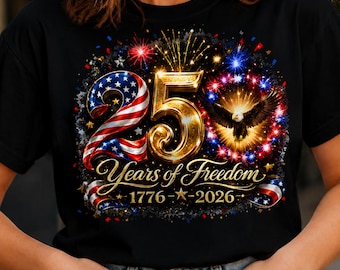 250 Jahre Freiheit T-Shirt | USA 1776-2026 Amerika 250th Jubiläum Tee | Vaterländisches Adler-Feuerwerks-Hemd | Viertel des Juli Geschenk