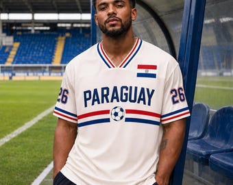 Personalized Paraguay Soccer Jersey – Custom Name & Number Football Fan Shirt, Unisex Vintage Match Jersey, Paraguay Supporter Gift