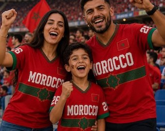 Personalized Morocco Soccer Jersey – Custom Name & Number Shirt, Morocco Football Fan Gift, Front and Back Design