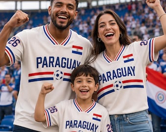 Personalized Paraguay Soccer Jersey – Custom Name & Number Football Fan Shirt, Unisex Vintage Match Jersey, Paraguay Supporter Gift