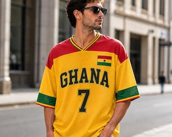 Camiseta de fútbol de Ghana personalizada para adultos y niños, camiseta de fútbol con nombre y número personalizados, regalo a juego para toda la familia de aficionados de Ghana.