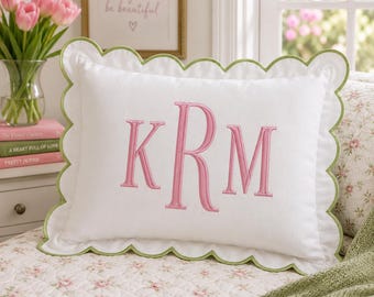 Personalized Monogram Pillow Cover, Custom Text Embroidered Pillow Cover, Nursery Decor Cushion, Baby Room Pillow, Preppy Home Decor Gift