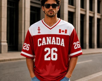 Camiseta de fútbol de Canadá personalizada con nombre y número 26, camiseta para aficionados de Canadá, camiseta de fútbol Maple Leaf, camiseta deportiva unisex de regalo.