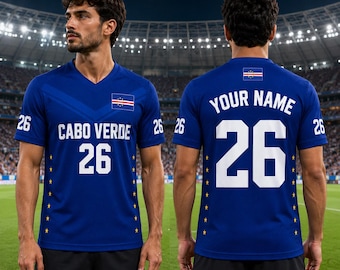 Camiseta de fútbol de Cabo Verde, camiseta de fútbol personalizada, camiseta con nombre y número personalizados, ropa para aficionados de Cabo Verde, camiseta de apoyo para el estadio.