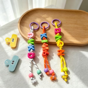 Personalised Name Keychain | Colourful Chunky Rope Letter Bag Charm, Backpack Tag