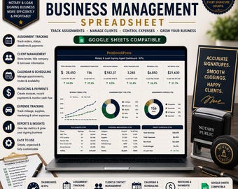 Loan Signing Agent Spreadsheet, Notary Business, Mobile Notary Planner, Signing Agent, Notary Tracker, Side Hustle, Google Sheets Excel