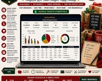 Christmas Budget Spreadsheet, Holiday Gift List, Christmas Planner, Black Friday Tracker, Gift Planner, Holiday Budget, Google Sheets Excel
