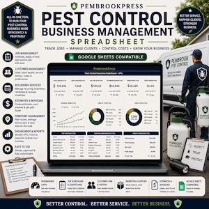 Pest Control Business Spreadsheet, Exterminator Planner, Pest Service, Job Estimator, Termite Business, Small Business, Google Sheets Excel