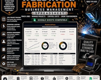Welding Business Spreadsheet, Metal Fabrication, Welding Shop Planner, Job Estimator, Welder Business, Small Business, Google Sheets Excel