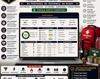 Family Emergency Preparedness Planner, Emergency Kit, Disaster Planner, Family Binder, Evacuation Plan, Household, Google Sheets Excel