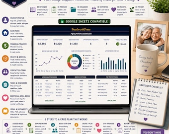 Aging Parent Planner Spreadsheet, Caregiver Binder, Senior Care, Elder Care Tracker, Medication Log, Family Caregiver, Google Sheets Excel
