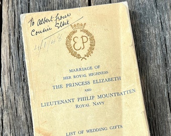 1947 Marriage Of Princess Elizabeth And Philip Mountbatten List Of Wedding Gifts Book