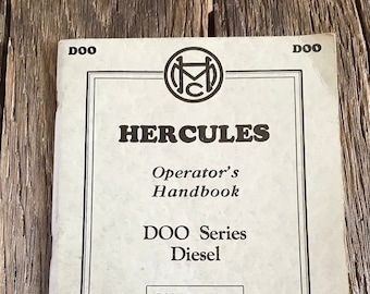 1947 Hercules Four Cylinder Diesel Engine Handbook - Antique Diesel Motor Book - Hercules Motors Corp Book - Vintage Engine Blueprints