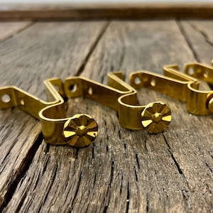Vintage Brass Flower Curtain Rod Hooks - Gold Curtain Rod Bracket 4 Piece Set