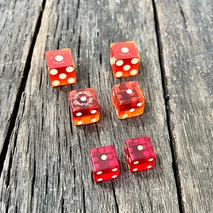 6 Vintage Red Dice - Sahara Hotel Dice - Bob Stupak Dice - Vintage Casino Dice