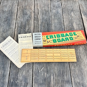 Vintage Cribbage Game - Vintage Milton Bradley Wooden Cribbage Game With Original Box - Model 4626-A