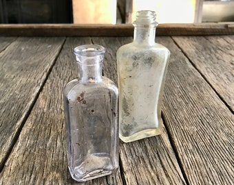 2 Antique Glass Bottles - Antique Purple Glass Bottle - 5" Antique Glass Bottle