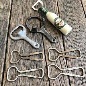 Vintage Beer Bottle Openers - 7 Vintage Beer Bottle Openers And Vintage Milk Jug Openers - Collectible Bottle Opener Collection - Holland