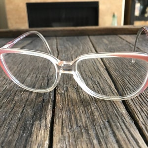 Vintage Girls Eyeglasses - Pink And Clear Luxottica AMI Glasses In Peach - Good Condition Retro Girls Eyeglasses -  Prescription Glasses