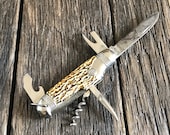 Vintage Pocket Knife - Vintage Skiffman Pocket Knife With 5 Folding Tools - Camping Pocket Knife - Vintage Flip Pocket Knife