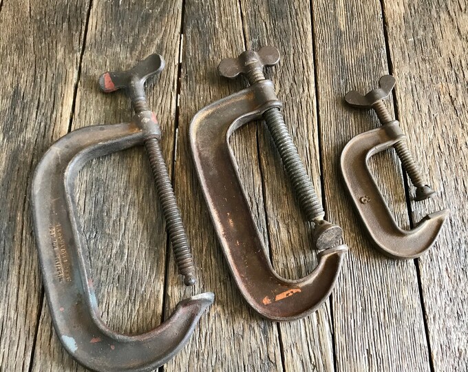 3 Antique C Clamp J N Williams and Co C Clamps Industrial Plant Hangers