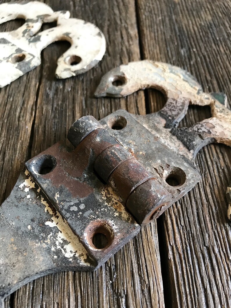 Large Antique Metal Hinges Shabby Chic Metal Hinges Heavy Etsy