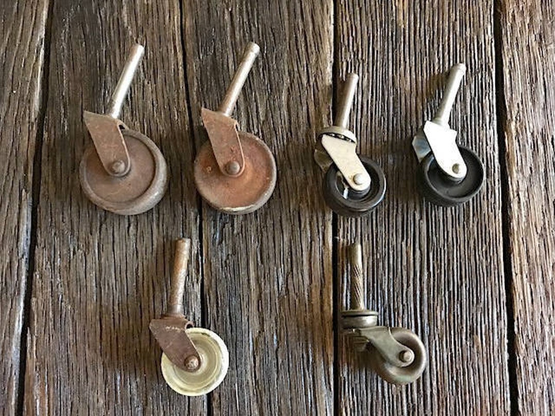 Antique Furniture Caster Wheels 6 Small Metal and Plastic Wheels Antique Wheels Antique