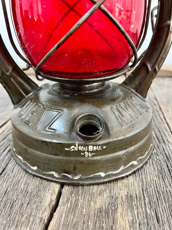 Vintage Dietz Monarch Lantern With Red Globe - Hand Painted