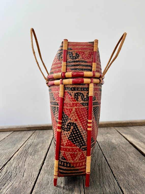Vintage Tiruray Tribe Philippines Woven Cane Bask… - image 3