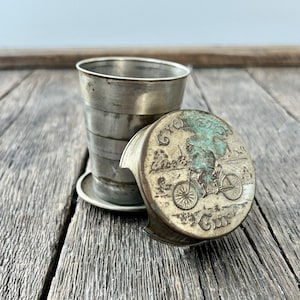 Antique Collapsable Cyclist&#39;s Cup - Unique Collapsing Cup Made For Cyclists